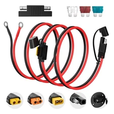 3FT Motorcycle Battery Charger Cord, SAE to O Ring Terminal Quick Disconnect Ass