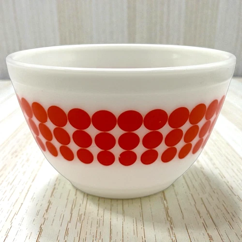 Pyrex Orange Dot Mixing Bowl 401 Vintage 1.5 Pt Nesting Milk Glass Retro MCM USA