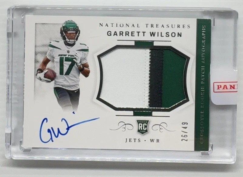 2022 National Treasures Garrett Wilson Crossover Rookie Patch Auto RC #26/49