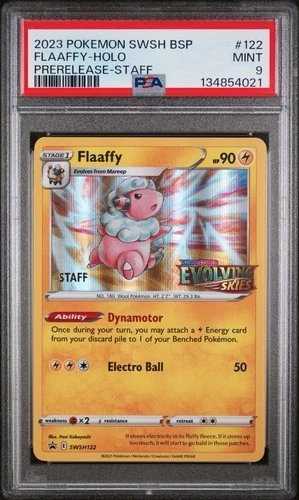 2021 Pokemon Evolving Skies Flaaffy Holo Prerelease SWSH122 (STAFF) PROMO PSA9