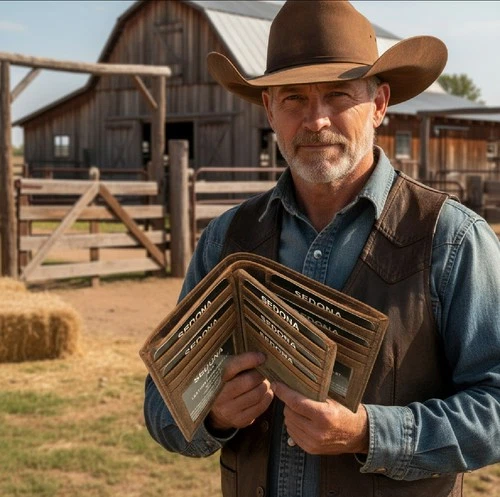 Buffalo Leather Hipster Wallet, 20 Credit Card Slots, 2 id windows, VintageOpens in a new window or tab