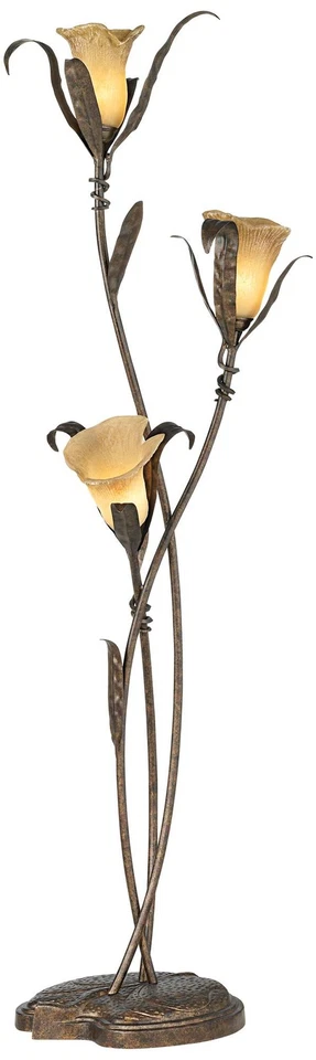 Lámpara de Pie con Puerto USB 3 Luces 68 1/4" Alto Bronce Dorado Lirio Pantalla Salón Foto 2 de 4