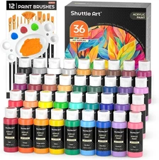Shuttle Art Acrylic Paint Set, 36 Colors Acrylic Paint with Brushes & Palette,
