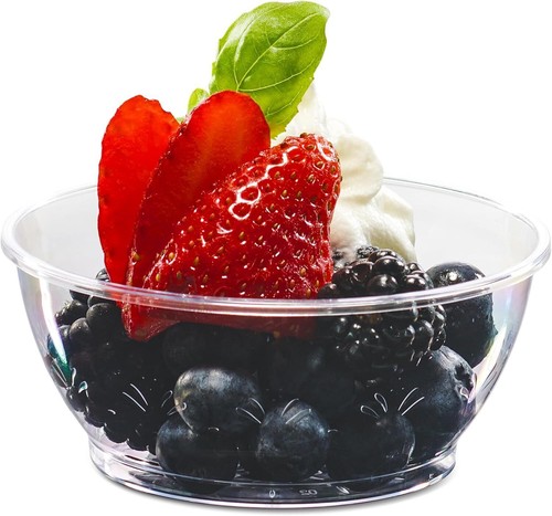 Clear Mini Plastic Bowls - (Bulk 100 Pack) 6 Oz Disposable Premium - Picture 3 of 6