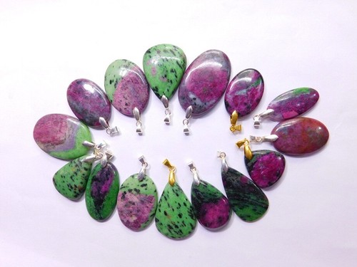 Ruby Zoisite Stone RubyZoisite Silver Pendant Sterling Silver Hook Pendant PJ-88 - Picture 8 of 9