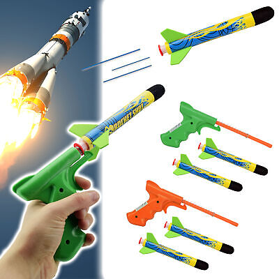 Outdoor Spiele für Kinder Geschenke für Ihre Kinder 2 Raketenwerfer und 6 Raketen aus Schaumstoff YLSCI Rakete Schaumstoff Rakete Spielzeug Druckluftrakete 