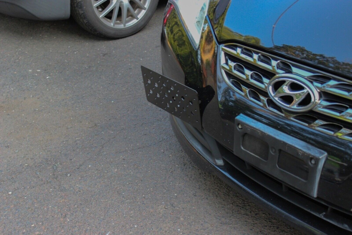 Tow Hook License Plate Mount Bracket For Hyundai Genesis Coupe 2010-2016 – No Drilling Required – Black Powder-Coated