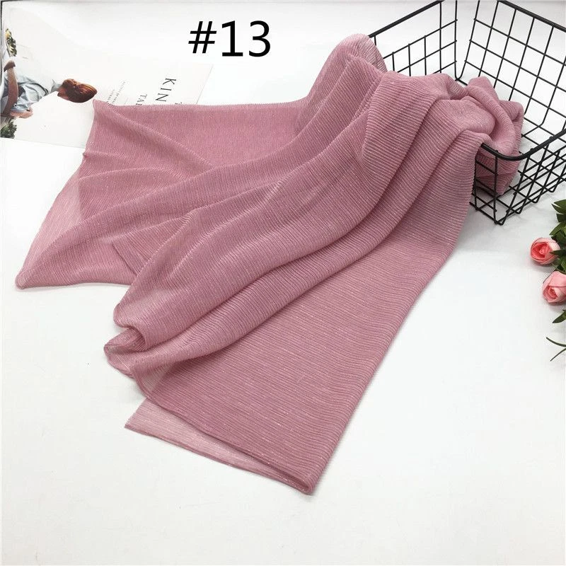 Bufanda Hiyab Poliéster Lúrex - Arrugas Mantón Largo Turbante Mujer Moda 75x180cm Foto 4 de 4