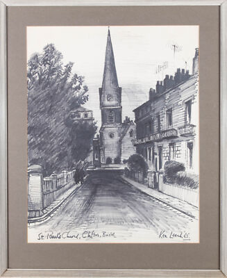 Ken Leech - 1965 Federzeichnung, Paulskirche, Clifton