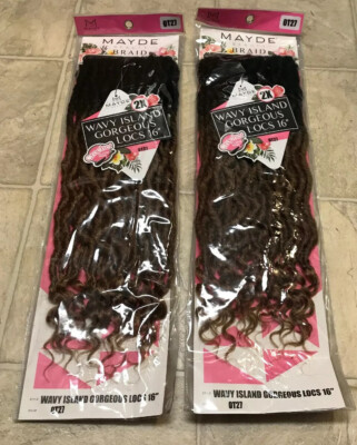 2 Package Lot Mayde Beauty Crochet Braid 2X Wavy Island Goddess Locs 16''