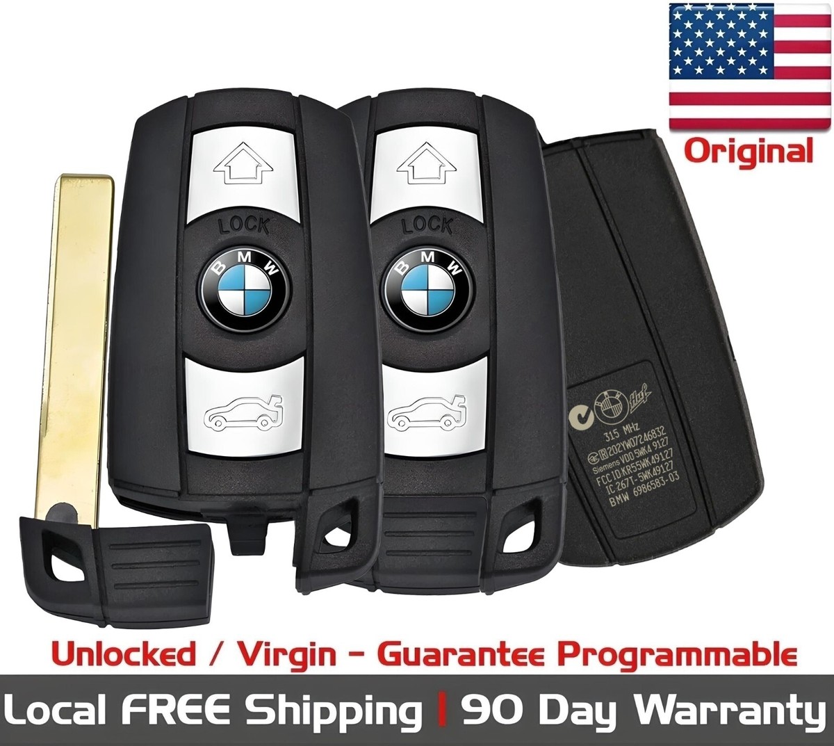 2x NEW OEM Genuine BMW Transmitter Key Fob Remote KR55WK49123