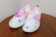 SO GIRLS ARTIC CASUAL SNEAKERS SLIP-ON FLAT GLITTER PASTEL TIE-DYE SIZE 5 MED