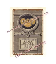 1917 Shears Scissors Tinners Snips Razors tools mechanic tin sign mancavegarage