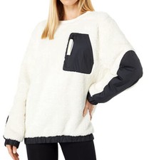 New Womens UGG Natural / Black Niko Sherpa Cozy Sweatshirt Pullover XS
