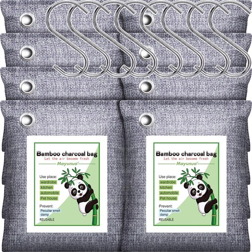 Activated Bamboo Charcoal Odor Absorber, Air Purifying Bags for Home & Car