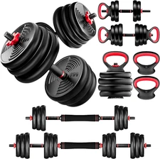 Adjustable Dumbbells, 55/77LBS Free Weight Set, 4 in 1 Dumbbell Set Used as Barb