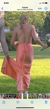 Coral colored long evening gown/prom dress