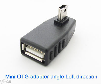 100x Left Angle 90D Mini 5pin USB Male To USB 2.O Female OTG Adapter Connector