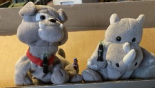 Coca-Cola International plush Lot Of 2 Bulldog (UK) & Rhino (Tanzania) Coke
