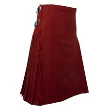 Kilts For Men Clan Solid Red Ancient 8-yd Handmade Scottish Traditional Kilt
