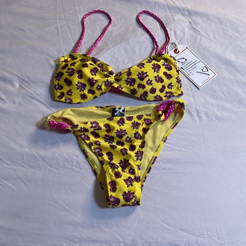 NWT Iron Fist Yellow Polka Dot Pink Bikini Vintage Pinup Retro - Picture 3 of 9