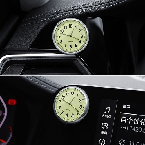 Luminous Quartz Analog Watch Stick-On Clock Mini For Vehicle Car Motorcycle Home - Picture 8 of 14