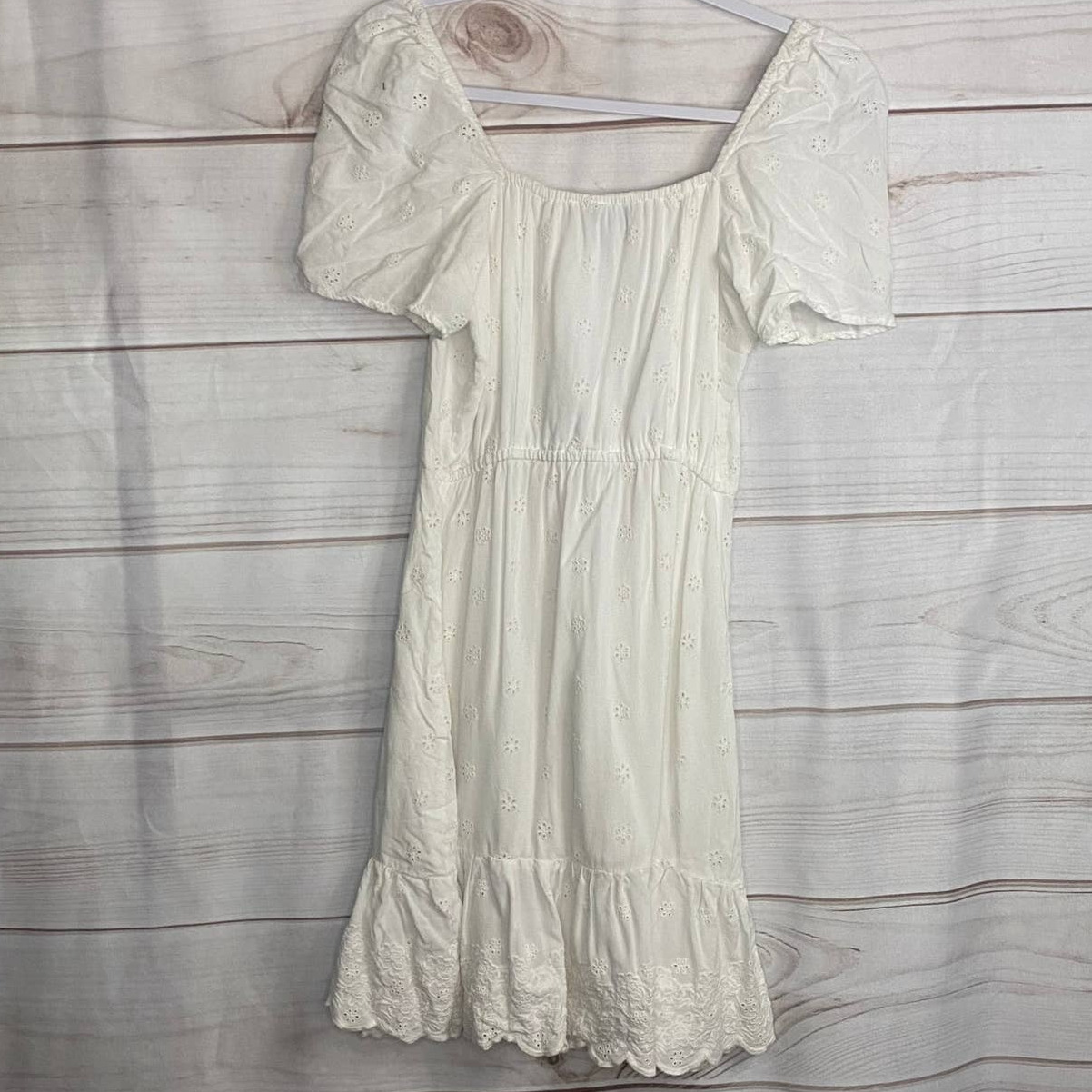 Angie White Button-Up Bubble Sleeve Dress Size XS - image 4