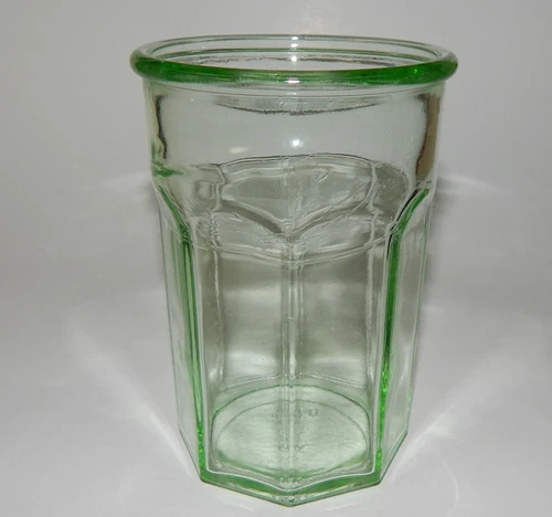 Green Depression Pre Anchor Hocking Glass Octagonal Tumblers Working Glasses