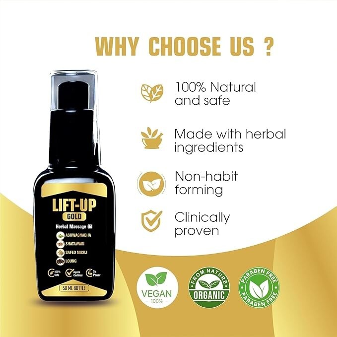 Lift Up Oil for Men, Massage Oil for Men 50 ml pack 100 Pure & Natura , gold eBay