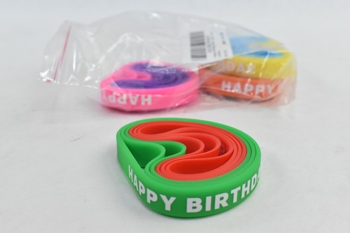 24 Happy Birthday Colorful Silicone Bracelet Wrist Band Bangle Gift Party Supply - Picture 3 of 9