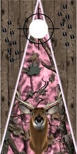 Pink Oak Camouflage wood deer hunting girl Cornhole game decal wraps style B