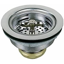 PlumbCraft 3-1/2" Chrome Silver Stainless Steel Spin Lock Basket Sink Strainer
