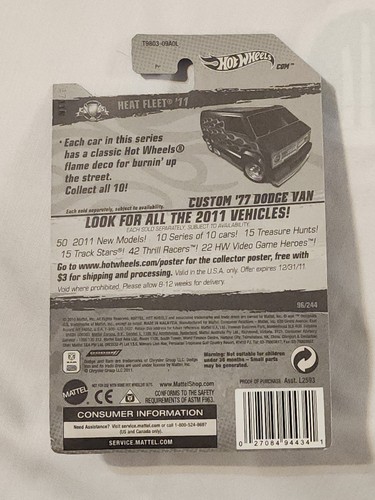 Hot Wheels Heat Fleet 2011 Custom 1977 Dodge Van - Picture 2 of 2