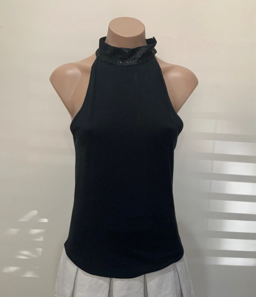 Joseph Black High Neck Halter Top Size 2