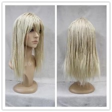 Women's Wig Light Golden Braid Straight Wig Ladies Synthetis Hair Wig
