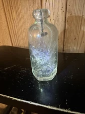 JOHN GRAF MIWAUKEE WI. CLEAR BLOB TOP WIESS VINTAGE BOTTLE WHAT GIVES TRADE MARK