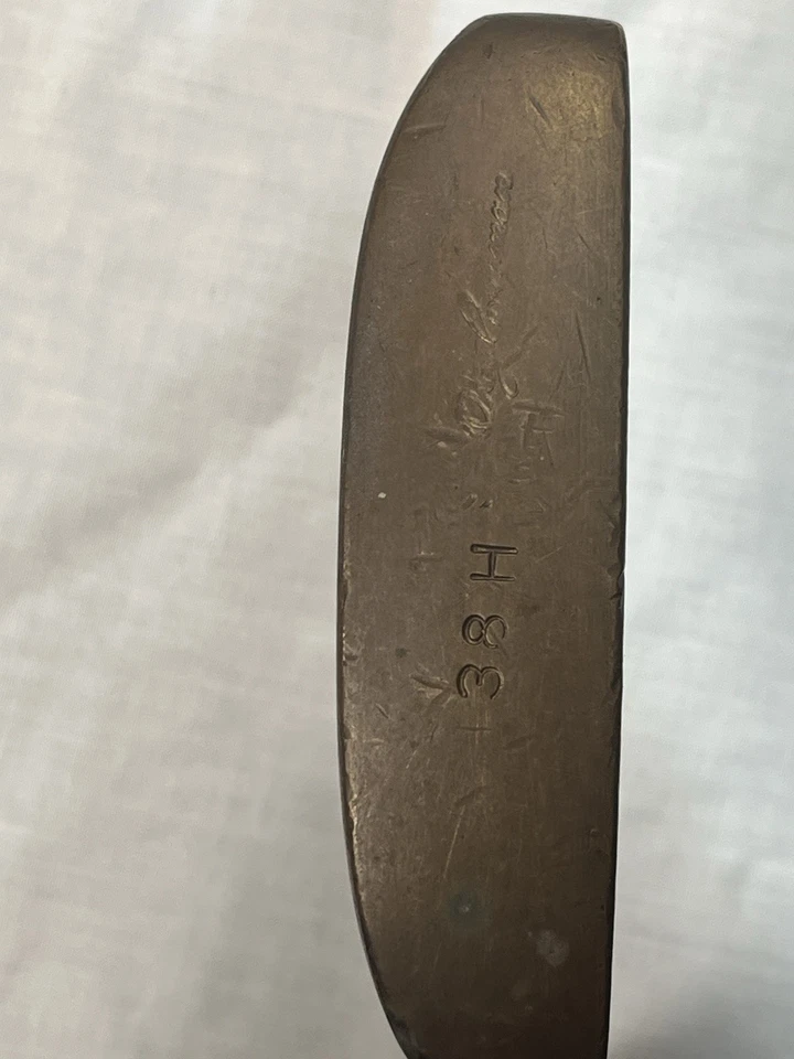 Otty Cosman 古董山核桃杆黄铜刀片推杆 20 世纪初复古右手 35 英寸 — 第 3/4 张图片