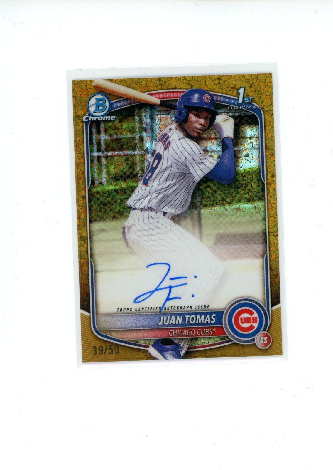 2025 Bowman Chrome Juan Tomas #CPA-JT 1st Bowman Gold Mini Diamond Auto 39/50