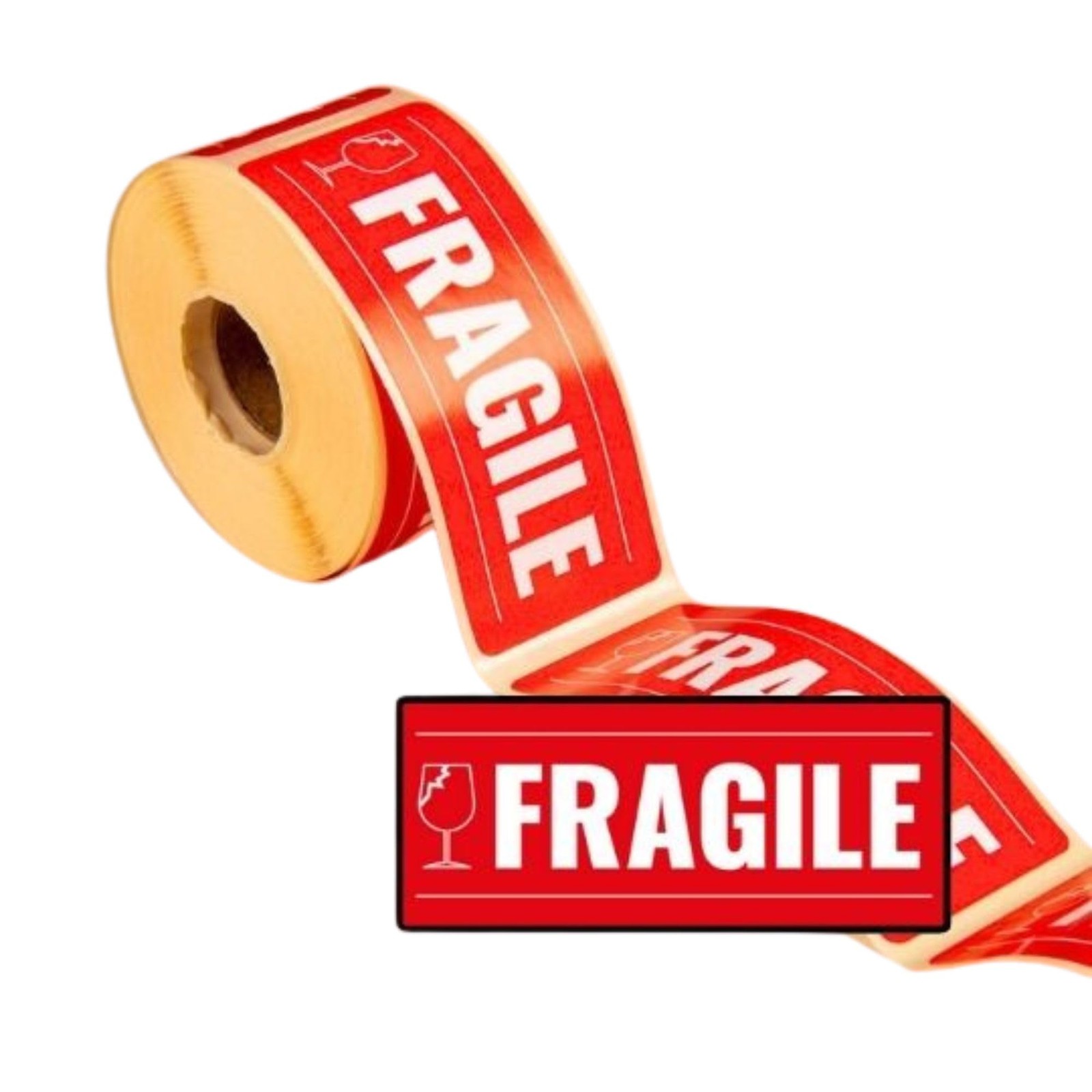 Rouleau de 300 Etiquettes Fragile 98x40mm - Signalétique Premium pour Colis