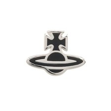 Vivienne Westwood Orb Logo Single Pierced Earrings Brass Black Silver NEW