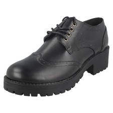Ladies Spot On Mid Chunky Heel Brogues