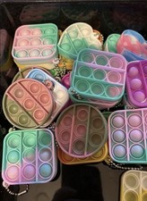 Mini Silicone Pop It Keychain - Mixed Shapes  Colors - Fidget - Qty 1 Random