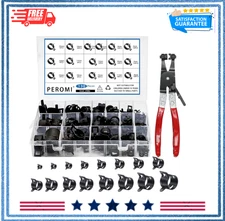 130Pcs 6-25mm Spring Band Hose Clamps With Swivel Flat Hose Clamp Plier Assor...