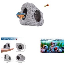 Aquarium Cave Fish Tank Decor Ceramic Hideout Stones for Shrimp Cichlid Betta