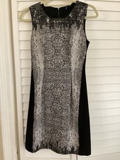 Elie Tahari Women's Sleeveless Black and White Sheath Dress Back Zipper Size 2