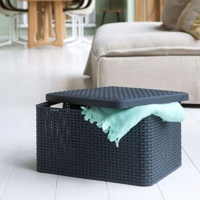Style S Organizer Basket with Lid Graphite 6L - Home Organizer