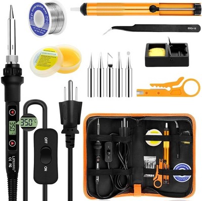 Soldering Iron Kit 80W LCD Adjustable Temperature 180-520  Solder Kit Electro...