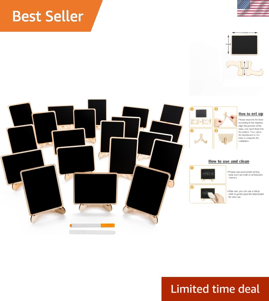 Compact 4" x 3" Mini Chalkboards &ndash; 20 Pack for Stylish Place Cards & Signs