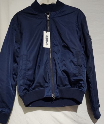 Label Go-To Bomber Jacket Navy Color 2 Way Zip NWT Size XS