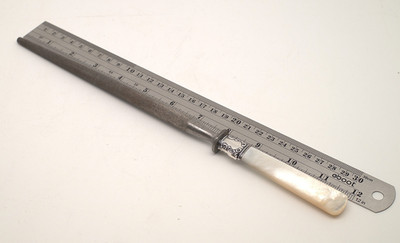 Antique LF&C Universal LEE'S Honing Rod Pearl Handle Sterling Silver Bolster 12''